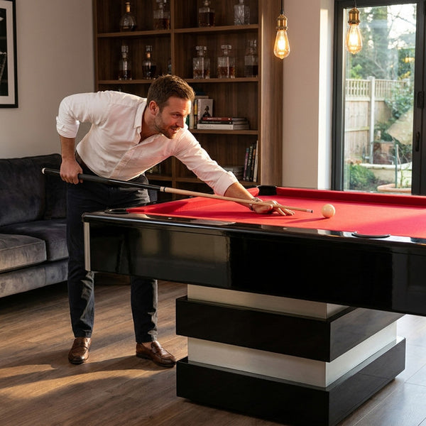 Pool Table Built for Professional Play, 8-Foot Size, 3-Piece Slate, Tournament Worsted Cloth, Modern Design