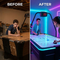 NebulaArc HyperGlow Tournament Air Hockey Table — Before & After